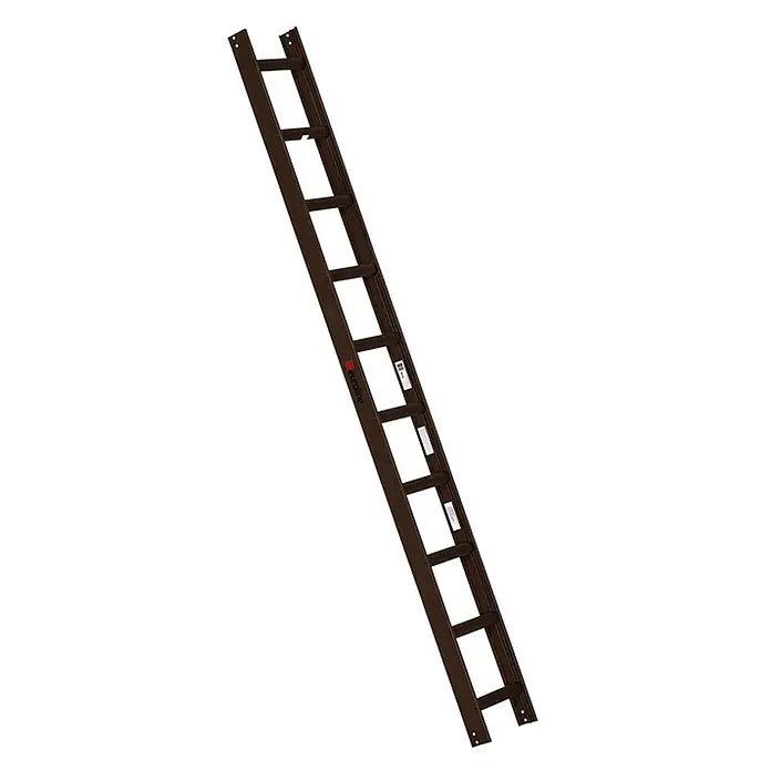 Euroline Dachleiter Premium Kaminkehrerleiter 10 Sprossen RAL8014 Braun - Anzahl Tritte: 10 Stk., Aluminium - Dunkelbraune feste Leiter mit flachen Sprossen, möglicherweise für den Dachboden.