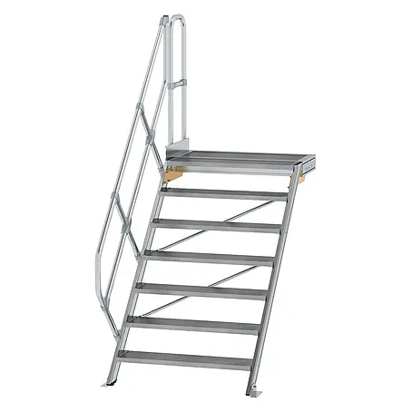 Munk  Außentreppe Treppe mit Plattform 45° inkl. einen Handlauf, 1000mm Stufenbreite, 7 Stuf