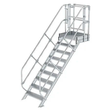 Munk  Außentreppe Treppen-Modul 1870mm Plattformoberkante Aluminium geriffelt 9 Stufen