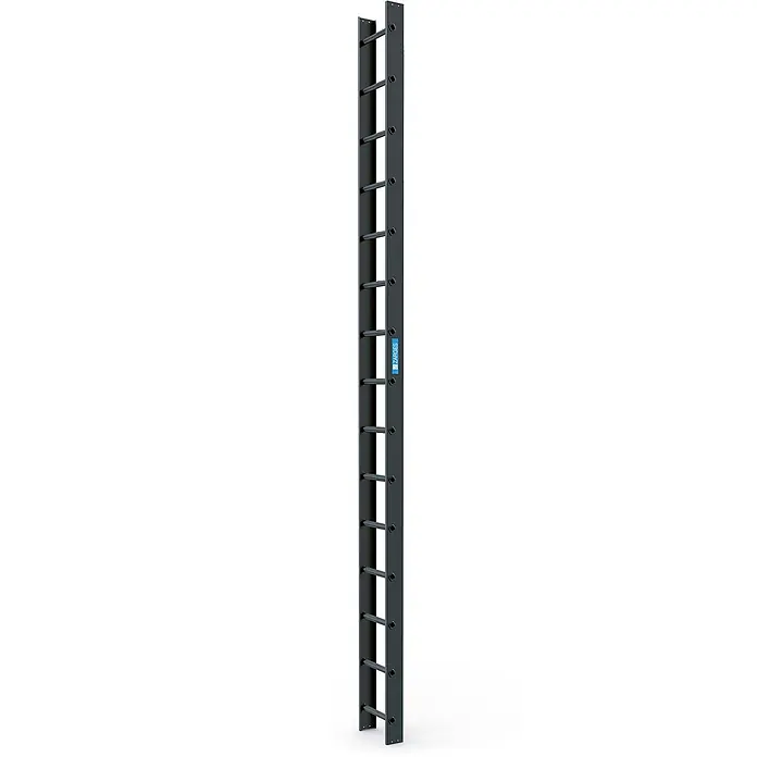 Zarges Dachleiter Dachleiter 15 Sprossen anthrazitgrau - Anzahl Tritte: 15 Stk., Aluminium - Vertikale dunkelgraue Metall-Zugangsleiter mit mehreren Sprossen und einem ZARGES-Etikett.