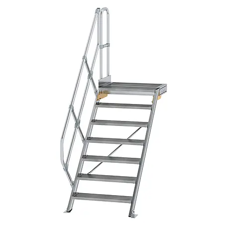 Munk  Außentreppe Treppe mit Plattform 45° inkl. einen Handlauf, 800mm Stufenbreite, 7 Stufe