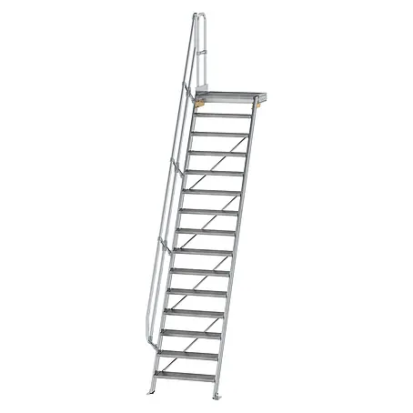 Munk  Außentreppe Treppe mit Plattform 60° inkl. einen Handlauf, 800mm Stufenbreite, 15 Stuf