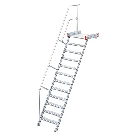 Euroline  Außentreppe 511 Podesttreppe 60° 1000mm Stufenbreite 12 Stufen Alu gerieft