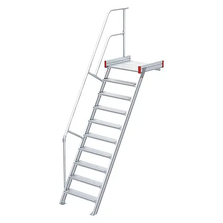 Euroline  Außentreppe 511 Podesttreppe 60° 800mm Stufenbreite 10 Stufen Alu gerieft