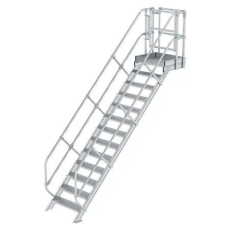 Munk  Außentreppe Treppen-Modul 2700mm Plattformoberkante Aluminium geriffelt 13 Stufen