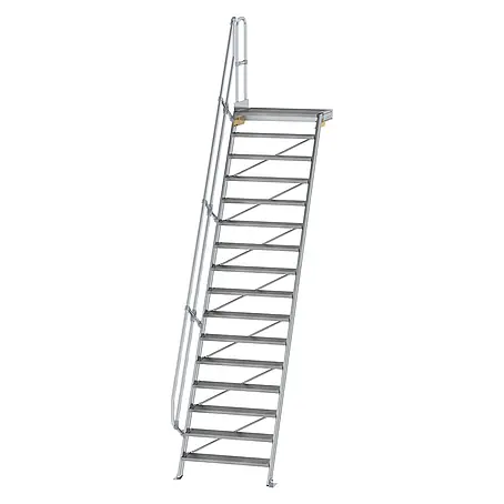 Munk  Außentreppe Treppe mit Plattform 60° inkl. einen Handlauf, 1000mm Stufenbreite, 16 Stu