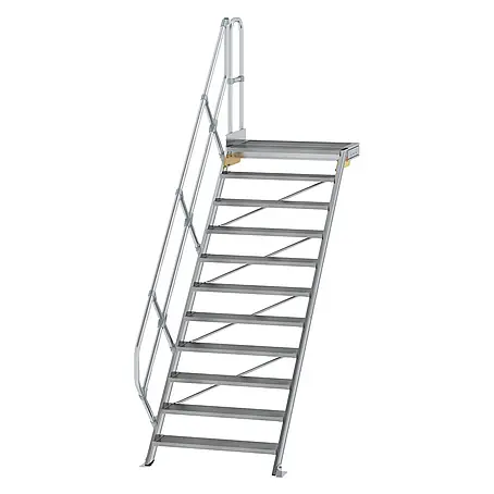 Munk  Außentreppe Treppe mit Plattform 45° inkl. einen Handlauf, 1000mm Stufenbreite, 11 Stu