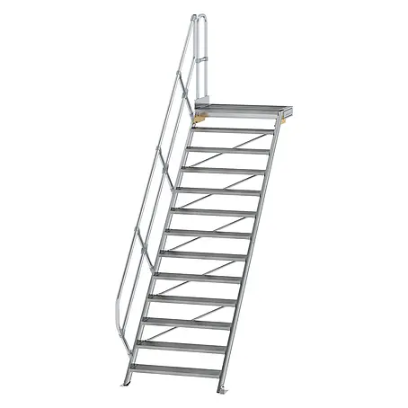 Munk  Außentreppe Treppe mit Plattform 45° inkl. einen Handlauf, 1000mm Stufenbreite, 13 Stu