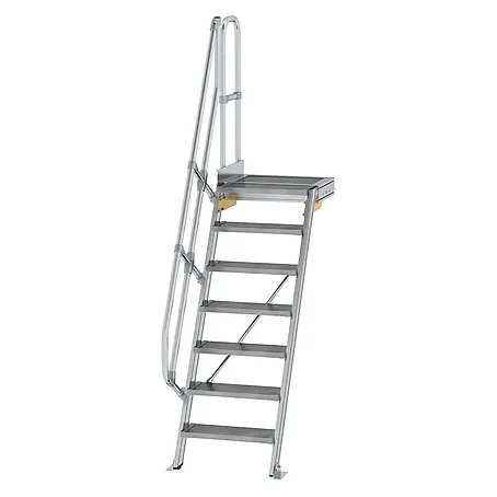 Munk  Außentreppe Treppe mit Plattform 60° inkl. einen Handlauf, 600mm Stufenbreite, 7 Stufe