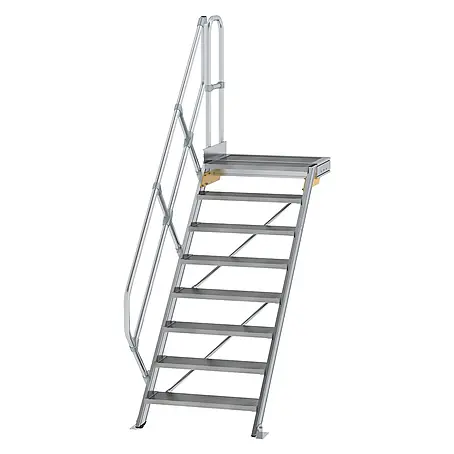 Munk  Außentreppe Treppe mit Plattform 45° inkl. einen Handlauf, 800mm Stufenbreite, 8 Stufe
