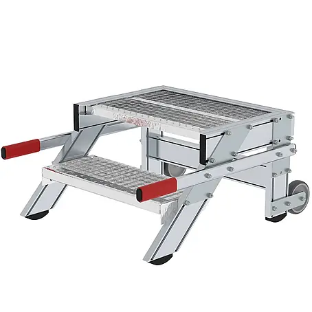 Munk  Arbeitsplattform Arbeitspodest fahrbar Stahl-Gitterrost 600mm Stufenbreite 2 Stufen