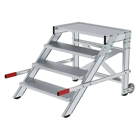 Munk  Arbeitsplattform Arbeitspodest fahrbar Aluminium geriffelt 800mm Stufenbreite 4 Stufen