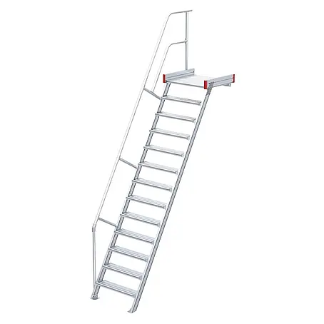 Euroline  Außentreppe 511 Podesttreppe 60° 600mm Stufenbreite 13 Stufen Alu gerieft