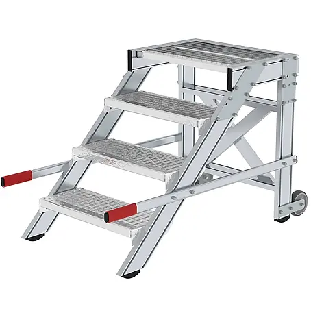 Munk  Arbeitsplattform Arbeitspodest fahrbar Stahl-Gitterrost 600mm Stufenbreite 4 Stufen