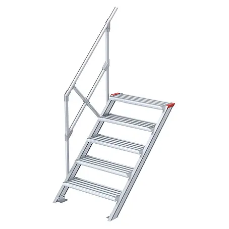 Euroline  Außentreppe 510 Treppe 45° 600mm Stufenbreite 5 Stufen Alu gerieft