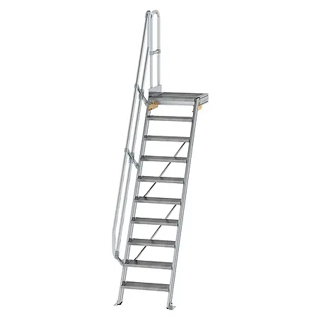 Munk  Außentreppe Treppe mit Plattform 60° inkl. einen Handlauf, 600mm Stufenbreite, 10 Stuf
