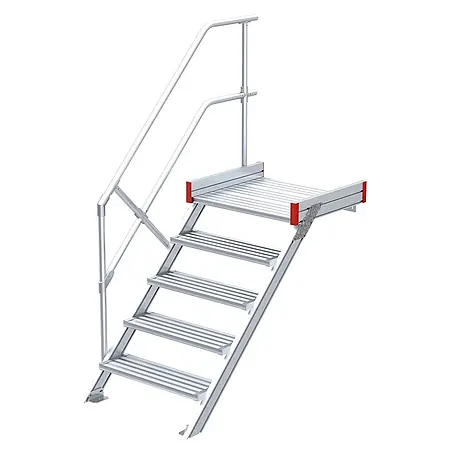 Euroline  Außentreppe 511 Podesttreppe 45° 600mm Stufenbreite 5 Stufen Alu gerieft