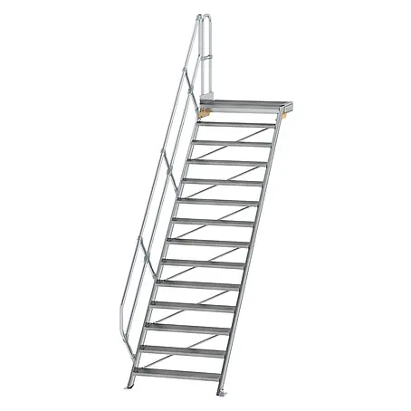 Munk  Außentreppe Treppe mit Plattform 45° inkl. einen Handlauf, 1000mm Stufenbreite, 14 Stu