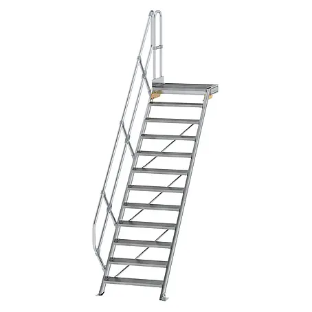 Munk  Außentreppe Treppe mit Plattform 45° inkl. einen Handlauf, 800mm Stufenbreite, 12 Stuf