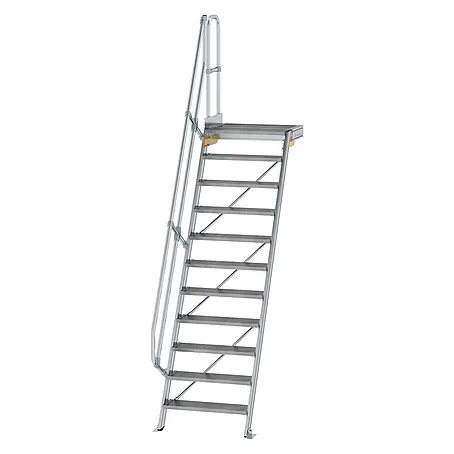 Munk  Außentreppe Treppe mit Plattform 60° inkl. einen Handlauf, 800mm Stufenbreite, 11 Stuf