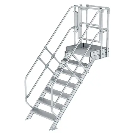 Munk  Außentreppe Treppen-Modul 1460mm Plattformoberkante Aluminium geriffelt 7 Stufen