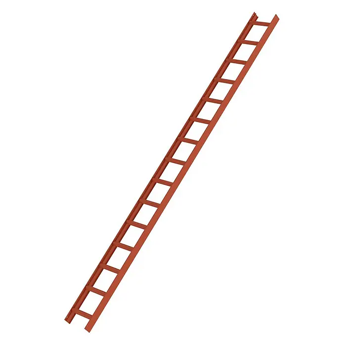 Munk Dachleiter Aluminium Dachleiter 15 Sprossen rot - Anzahl Tritte: 15 Stk., Aluminium - Terracottafarbene Kabelpritsche aus Metall mit mehreren Sprossen zur Kabelführung.
