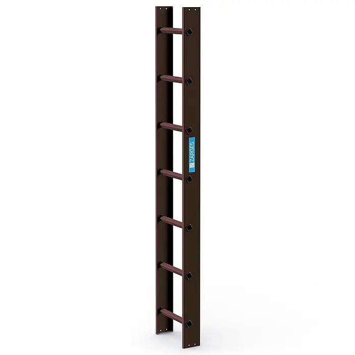 Zarges Dachleiter Dachleiter 7 Sprossen braun - Anzahl Tritte: 7 Stk., Aluminium - Dunkelbraunes festes Leitersegment mit sechs Sprossen und ZARGES-Etikett.