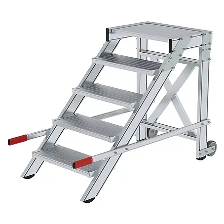 Munk  Arbeitsplattform Arbeitspodest fahrbar Aluminium geriffelt 600mm Stufenbreite 5 Stufen