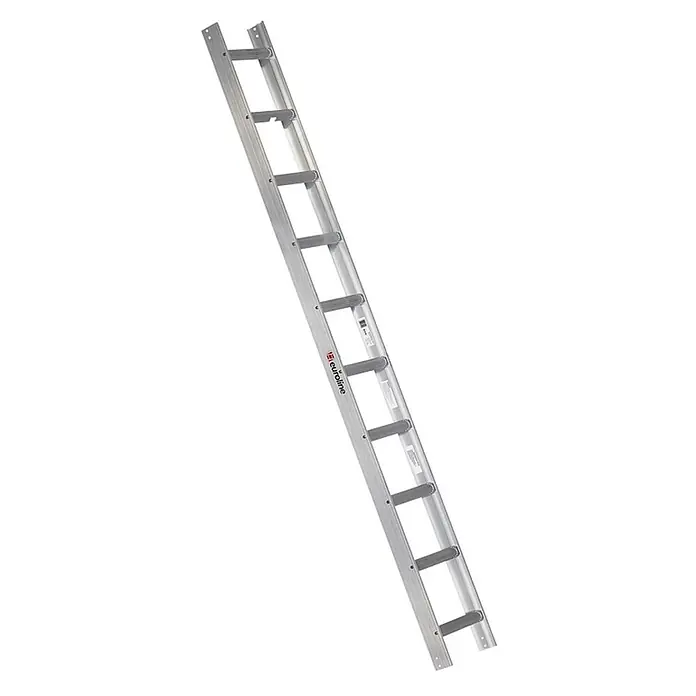 Euroline Dachleiter Premium Kaminkehrerleiter 10 Sprossen Alu natur - Anzahl Tritte: 10 Stk., Aluminium - Silberne Aluminiumleiter mit zahlreichen rutschfesten Sprossen.