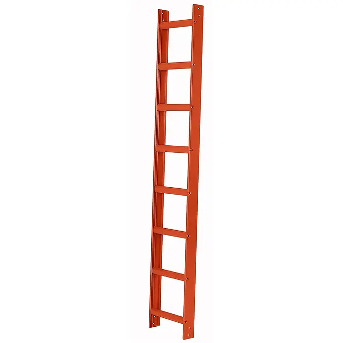 Iller Leiter Dachleiter Aluminium Dach mit hochwertiger Pulverbeschichtung 14 Sprossen Kupferbraun - Anzahl Tritte: 14 Stk., Aluminium - Orange Metallleiter mit acht Sprossen und Montageplatten oben und unten.