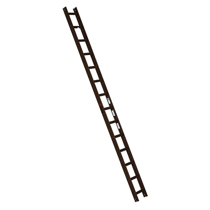 Euroline Dachleiter Premium Kaminkehrerleiter 14 Sprossen RAL8014 Braun - Anzahl Tritte: 14 Stk., Aluminium - Dunkelbraune gerade Leiter mit mehreren Sprossen.