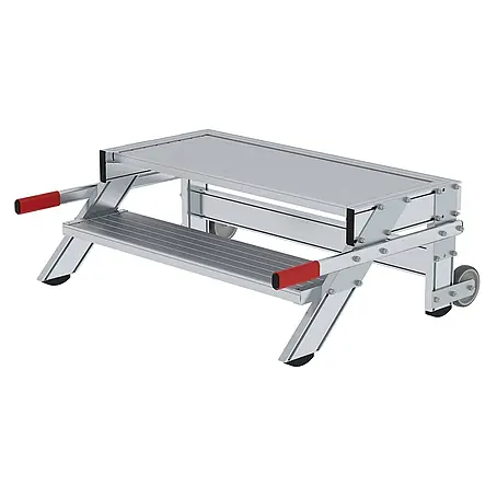 MUNK Arbeitspodest fahrbar Aluminium geriffelt 1000mm Stufenbreite 2 Stufen