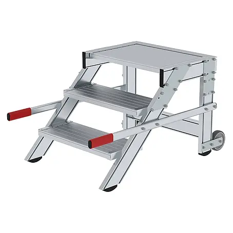 Munk  Arbeitsplattform Arbeitspodest fahrbar Aluminium geriffelt 600mm Stufenbreite 3 Stufen