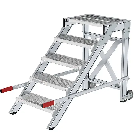 Munk  Arbeitsplattform Arbeitspodest fahrbar Stahl-Gitterrost 600mm Stufenbreite 5 Stufen