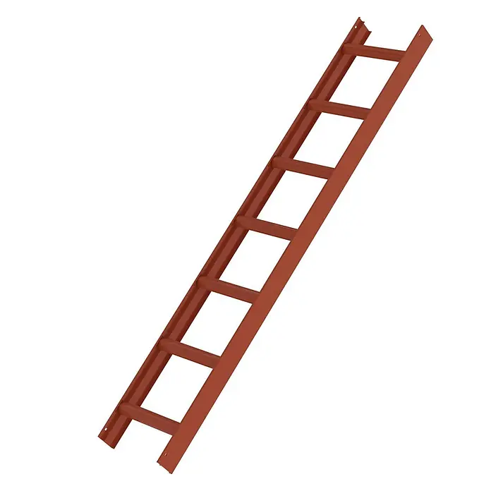 Munk Dachleiter Aluminium Dachleiter 7 Sprossen rotbraun - Anzahl Tritte: 7 Stk., Aluminium - Rotbraune industrielle Metallleiter mit Seitenholmen und flachen Sprossen.