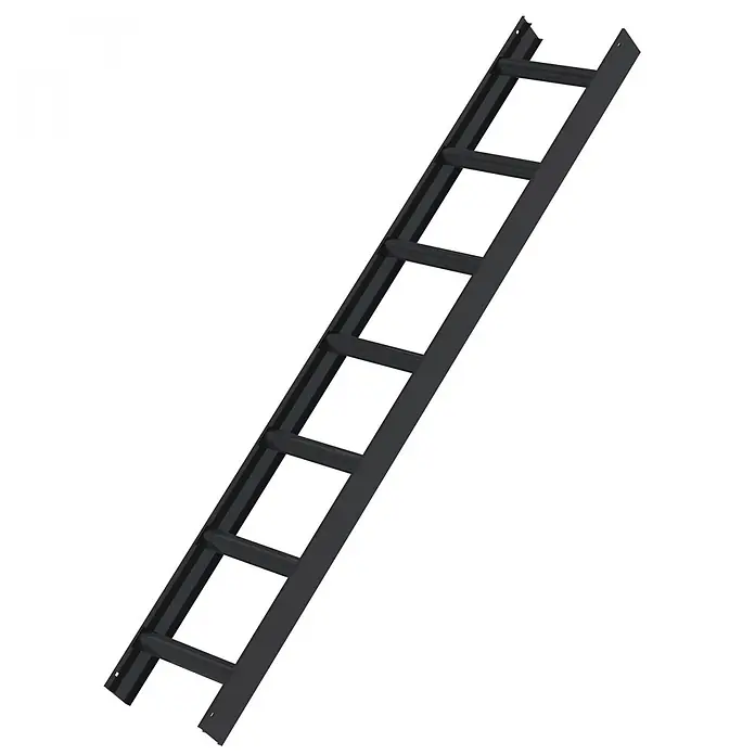 Munk Dachleiter Aluminium Dachleiter 7 Sprossen anthrazitgrau - Anzahl Tritte: 7 Stk., Aluminium - Schwarze Metall-Kabelleiter mit mehreren flachen Sprossen und Befestigungslöchern an den Enden zur Kabelunterstützung.