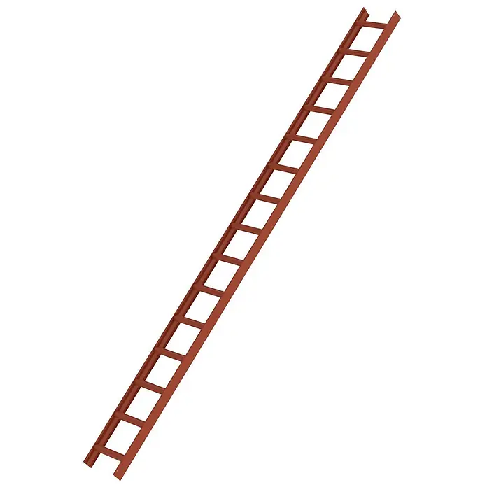Munk Dachleiter Aluminium Dachleiter 15 Sprossen rotbraun - Anzahl Tritte: 15 Stk., Aluminium - Langes Segment einer rotbraunen Metallleiter mit zahlreichen Sprossen.