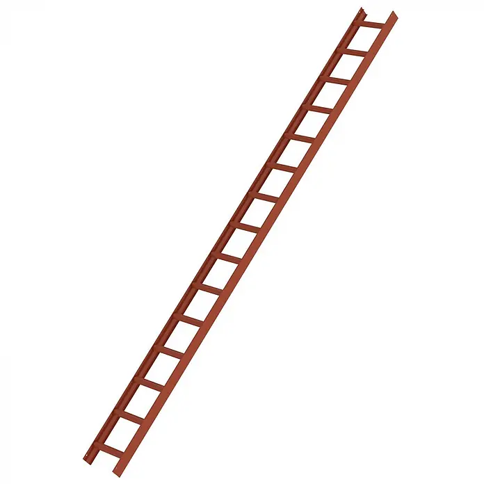 Munk Dachleiter Aluminium Dachleiter 15 Sprossen rotbraun - Anzahl Tritte: 15 Stk., Aluminium - Rotbraune Metall-Kabelleiter mit mehreren Sprossen.