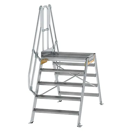Munk  Doppel-Stehleiter Überstieg 60° inkl. einen Handlauf, Stufenbreite 1000mm, 2x5 Stufen