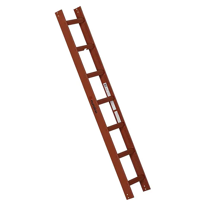 Euroline Dachleiter Premium Kaminkehrerleiter 7 Sprossen RAL8004 Rot - Anzahl Tritte: 7 Stk., Aluminium - Braune gerade Leiter mit texturierten Sprossen.
