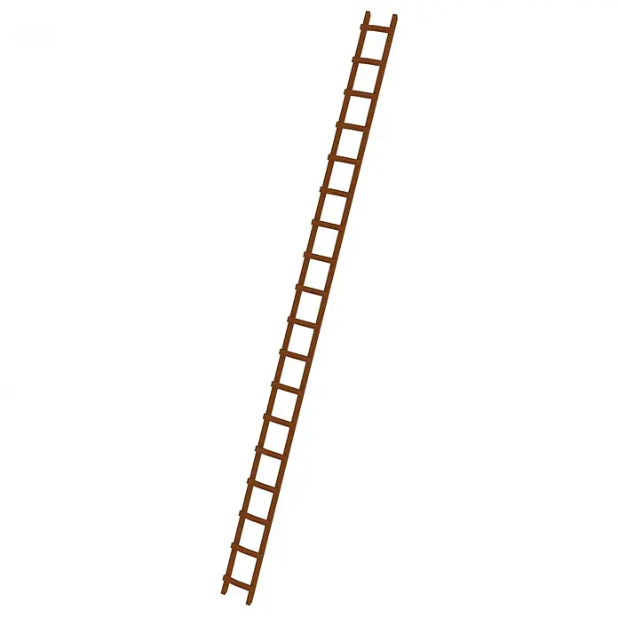 Munk Dachleiter Dachdecker Auflegeleiter aus Holz 18 Sprossen - Anzahl Tritte: 18 Stk., Holz - Braune Holzleiter, schräg gestellt.