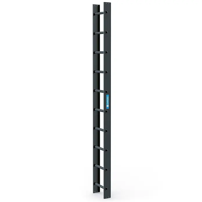 Zarges Dachleiter Dachleiter 10 Sprossen anthrazitgrau - Anzahl Tritte: 10 Stk., Aluminium - Dunkelgraues Metall-Sprossenleitersegment mit waagerechten Sprossen und einem blauen 'ZARGES'-Etikett.