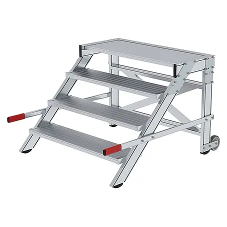 Munk  Arbeitsplattform Arbeitspodest fahrbar Aluminium geriffelt 1000mm Stufenbreite 4 Stufen