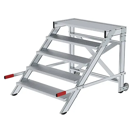 Munk  Arbeitsplattform Arbeitspodest fahrbar Aluminium geriffelt 1000mm Stufenbreite 5 Stufen
