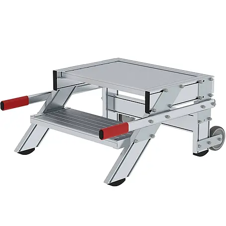 Munk  Arbeitsplattform Arbeitspodest fahrbar Aluminium geriffelt 600mm Stufenbreite 2 Stufen