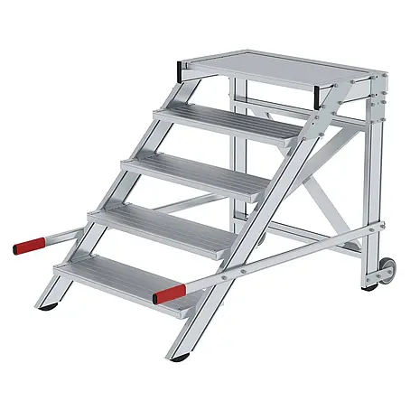 Munk  Arbeitsplattform Arbeitspodest fahrbar Aluminium geriffelt 800mm Stufenbreite 5 Stufen