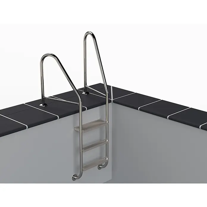 Ideal Eichenwald Anlegeleiter Poolleiter Modell 07 Marina Öffentlich Einbauhalterung Beckentiefe 780mm 2 - Anzahl Tritte: 2 Stk., Belastbarkeit: 120 kg, Edelstahl - Dreistufige Edelstahl-Poolleiter für den Schwimmbadeinstieg.