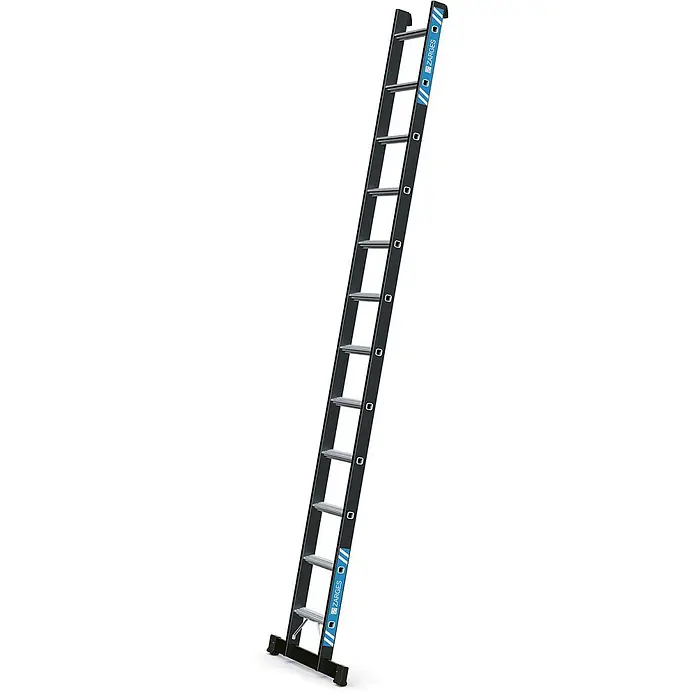 Zarges Anlegeleiter SL Anlegeleiter Megastep L 12 Sprossen - Anzahl Tritte: 12 Stk., Arbeitshöhe: 4.250 m, Aluminium - Schwarze und silberne Aluminium-Einfachleiter mit Stabilisierungsfuß.