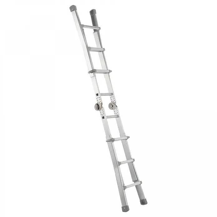 Zarges Anlegeleiter Teleskop-Mehrzweckleiter Variomax V 4x3 Sprossen - Anzahl Tritte: 3 Stk., Arbeitshöhe: 3.850 m, Aluminium - Silberfarbene Aluminium-Ausziehleiter mit grauen Fußkappen.