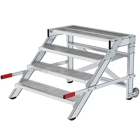 Munk  Arbeitsplattform Arbeitspodest fahrbar Stahl-Gitterrost 1000mm Stufenbreite 4 Stufen